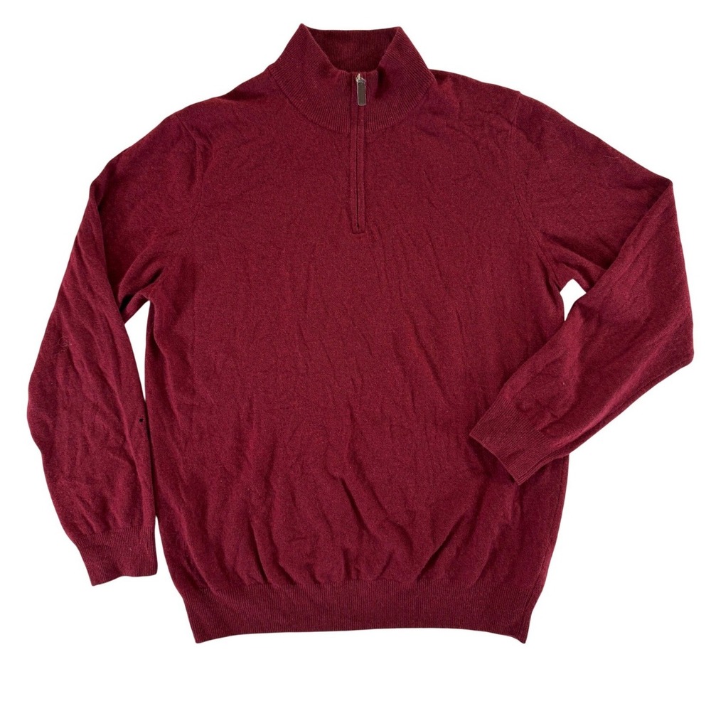 Mantovani Studio Italian Cashmere 1/4 Zip Sweater XL Burgundy – READ description